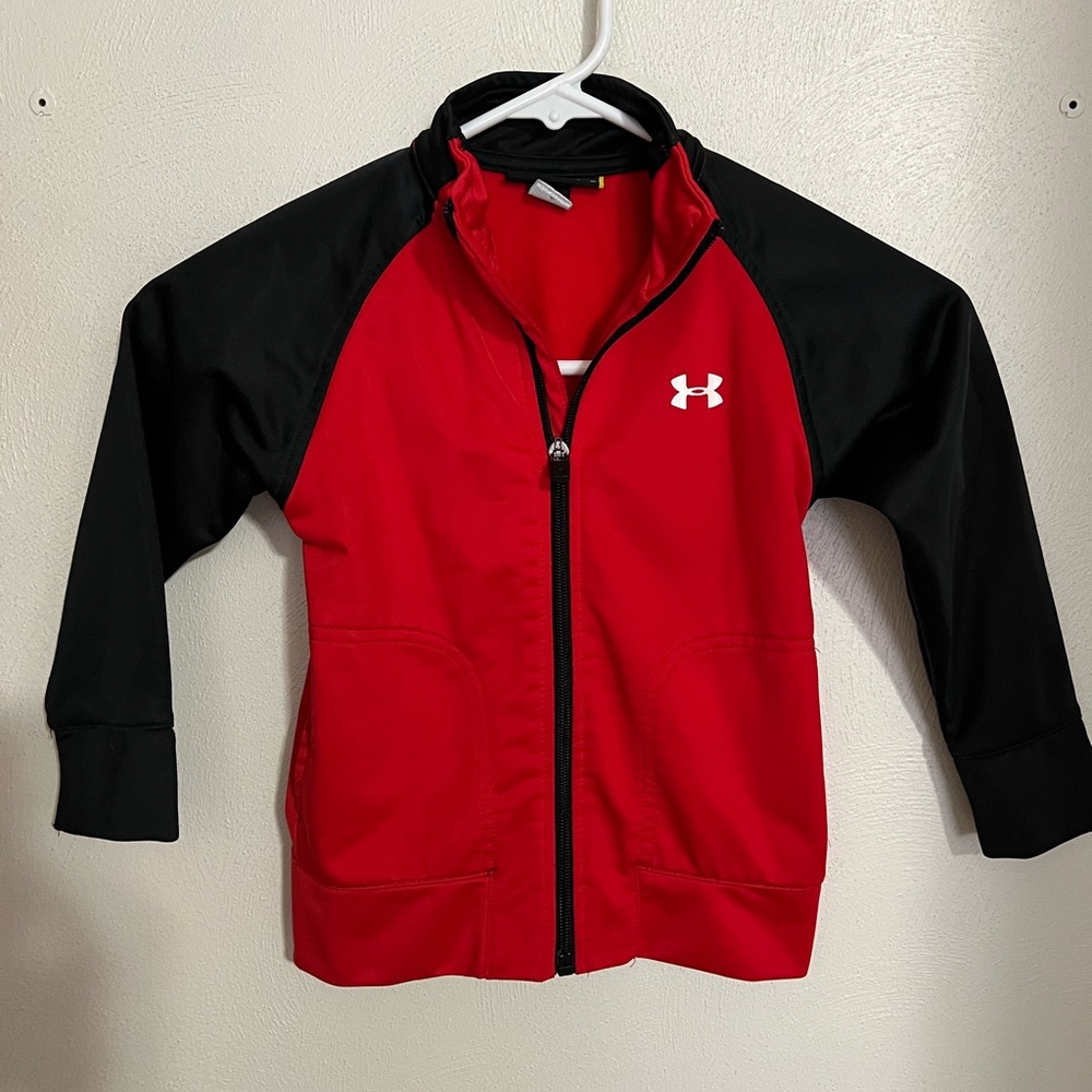 UNDER ARMOUR Classic Full Zip Baseball Sleeve Red and Black Jacket Kid's Size 3T